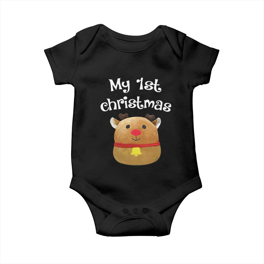 Baby First Christmas Outfit Baby Onesie Cute Reindeer Santa Boys Girls TS10 Black Print Your Wear