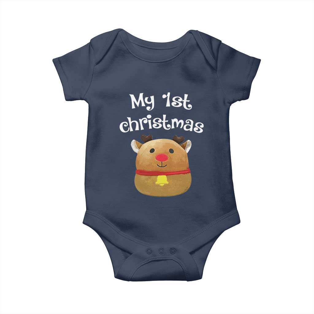 Baby First Christmas Outfit Baby Onesie Cute Reindeer Santa Boys Girls TS10 Navy Print Your Wear