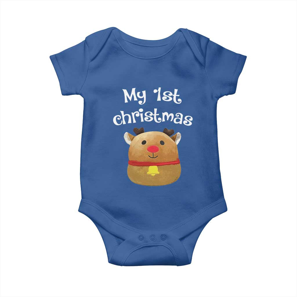 Baby First Christmas Outfit Baby Onesie Cute Reindeer Santa Boys Girls TS10 Royal Blue Print Your Wear