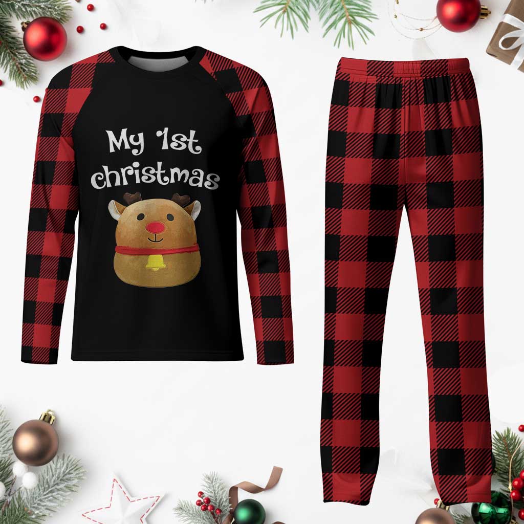 Baby First Xmas Outfit Plaid Pajama Set Cute Reindeer Santa Boys Girls TS10 Buffalo Plaid Print Your Wear