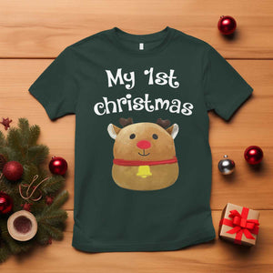 Baby First Christmas Outfit T Shirt Cute Reindeer Santa Boys Girls TS10 Dark Forest Green Print Your Wear