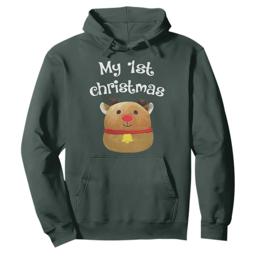 Baby First Christmas Outfit Hoodie Cute Reindeer Santa Boys Girls TS10 Dark Forest Green Print Your Wear