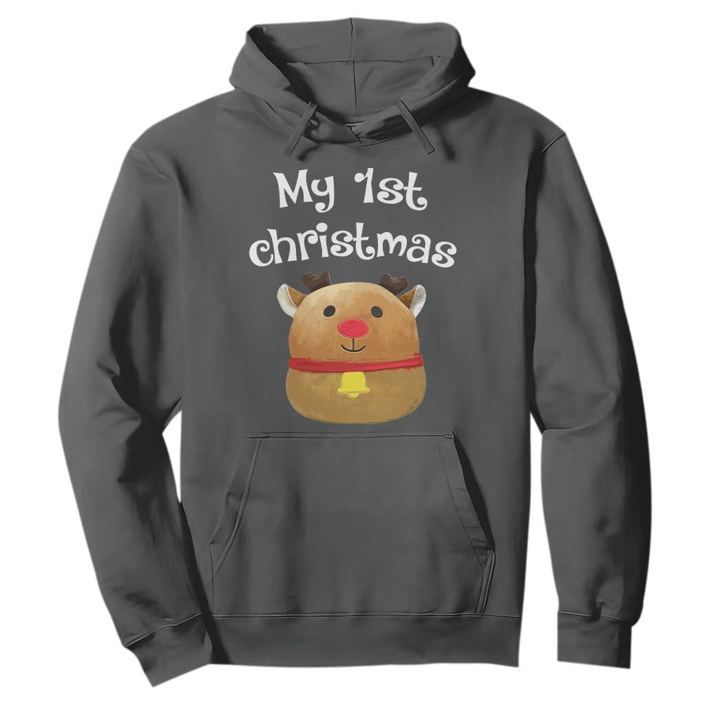 Baby First Christmas Outfit Hoodie Cute Reindeer Santa Boys Girls TS10 Dark Heather Print Your Wear