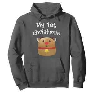 Baby First Christmas Outfit Hoodie Cute Reindeer Santa Boys Girls TS10 Dark Heather Print Your Wear