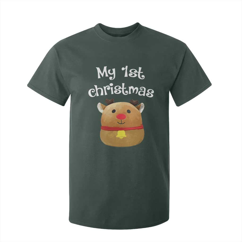 Baby First Christmas Outfit T Shirt For Kid Cute Reindeer Santa Boys Girls TS10 Dark Forest Green Print Your Wear