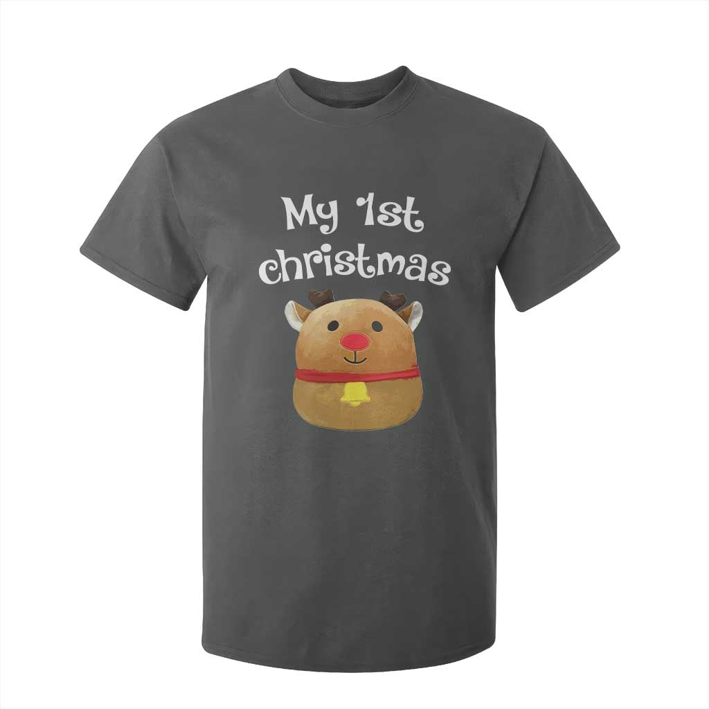 Baby First Christmas Outfit T Shirt For Kid Cute Reindeer Santa Boys Girls TS10 Dark Heather Print Your Wear