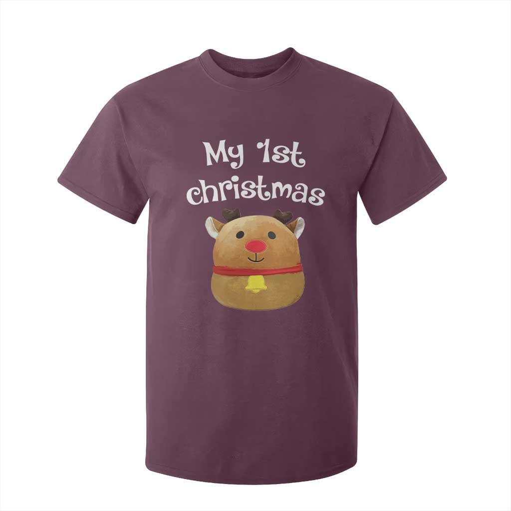 Baby First Christmas Outfit T Shirt For Kid Cute Reindeer Santa Boys Girls TS10 Maroon Print Your Wear