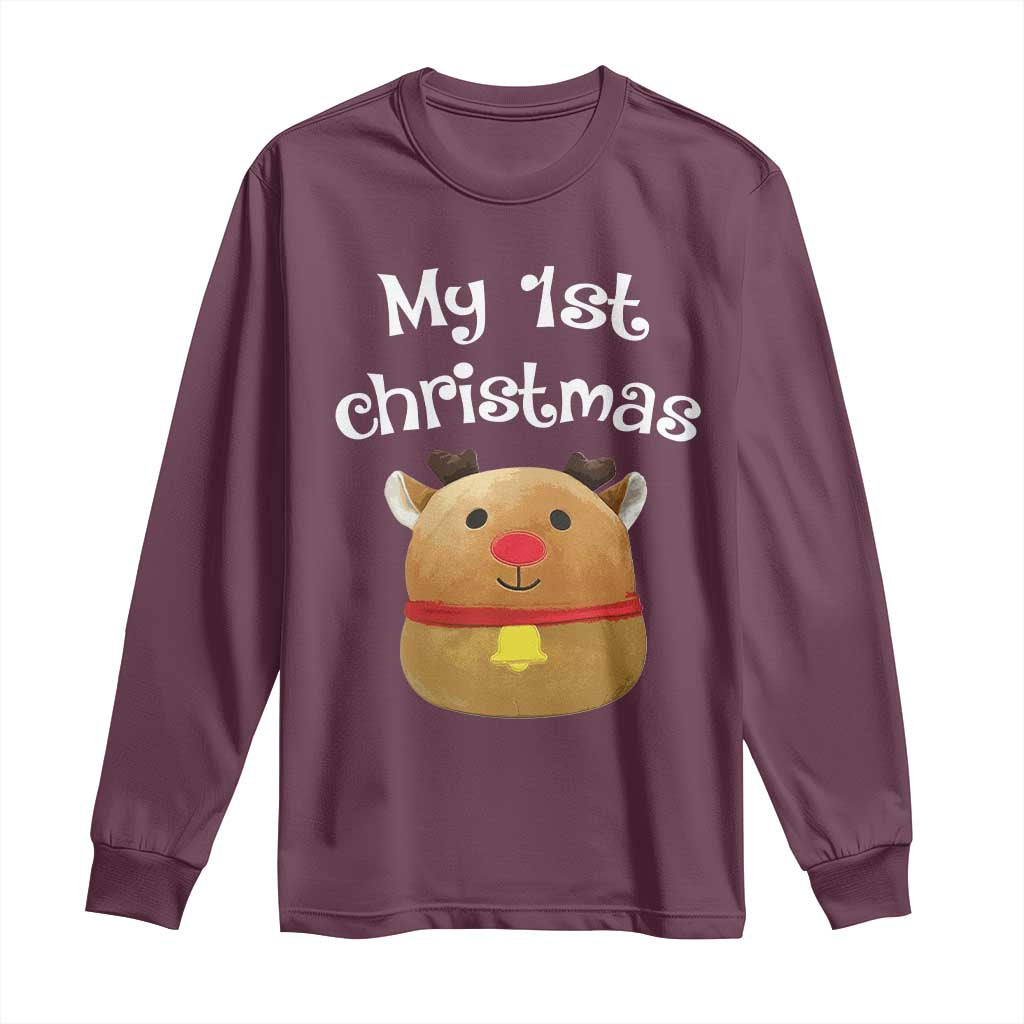 Baby First Christmas Outfit Long Sleeve Shirt Cute Reindeer Santa Boys Girls TS10 Maroon Print Your Wear