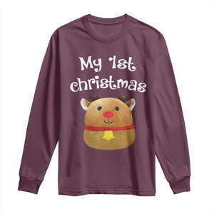 Baby First Christmas Outfit Long Sleeve Shirt Cute Reindeer Santa Boys Girls TS10 Maroon Print Your Wear