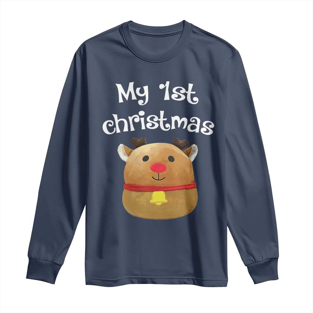 Baby First Christmas Outfit Long Sleeve Shirt Cute Reindeer Santa Boys Girls TS10 Navy Print Your Wear