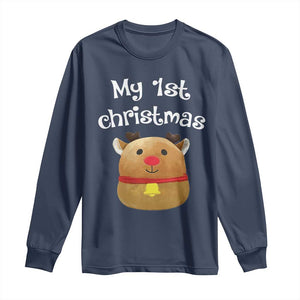 Baby First Christmas Outfit Long Sleeve Shirt Cute Reindeer Santa Boys Girls TS10 Navy Print Your Wear