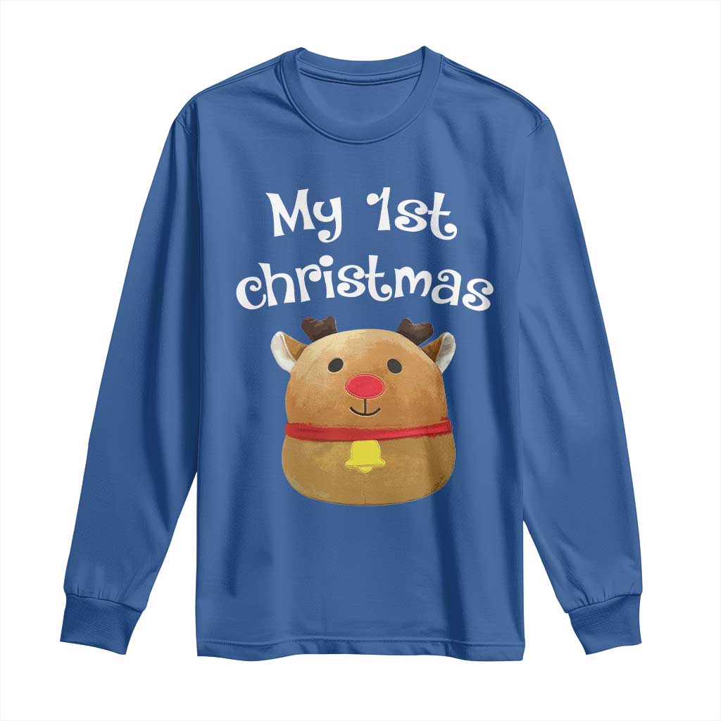 Baby First Christmas Outfit Long Sleeve Shirt Cute Reindeer Santa Boys Girls TS10 Royal Blue Print Your Wear