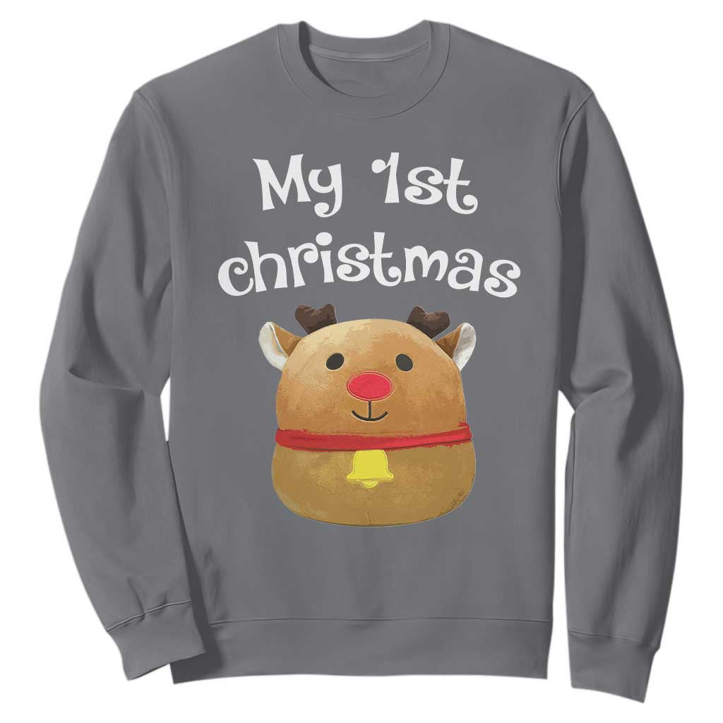 Baby First Christmas Outfit Sweatshirt Cute Reindeer Santa Boys Girls TS10 Charcoal Print Your Wear