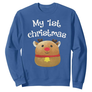 Baby First Christmas Outfit Sweatshirt Cute Reindeer Santa Boys Girls TS10 Royal Blue Print Your Wear