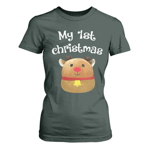 Baby First Christmas Outfit T Shirt For Women Cute Reindeer Santa Boys Girls TS10 Dark Forest Green Print Your Wear