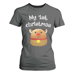 Baby First Christmas Outfit T Shirt For Women Cute Reindeer Santa Boys Girls TS10 Dark Heather Print Your Wear