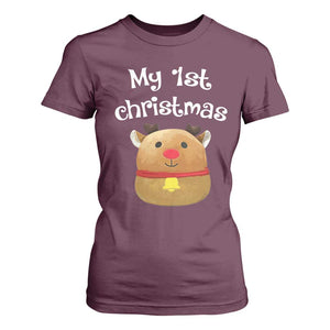 Baby First Christmas Outfit T Shirt For Women Cute Reindeer Santa Boys Girls TS10 Maroon Print Your Wear