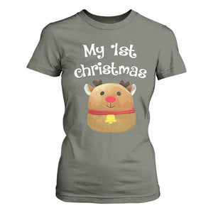 Baby First Christmas Outfit T Shirt For Women Cute Reindeer Santa Boys Girls TS10 Military Green Print Your Wear