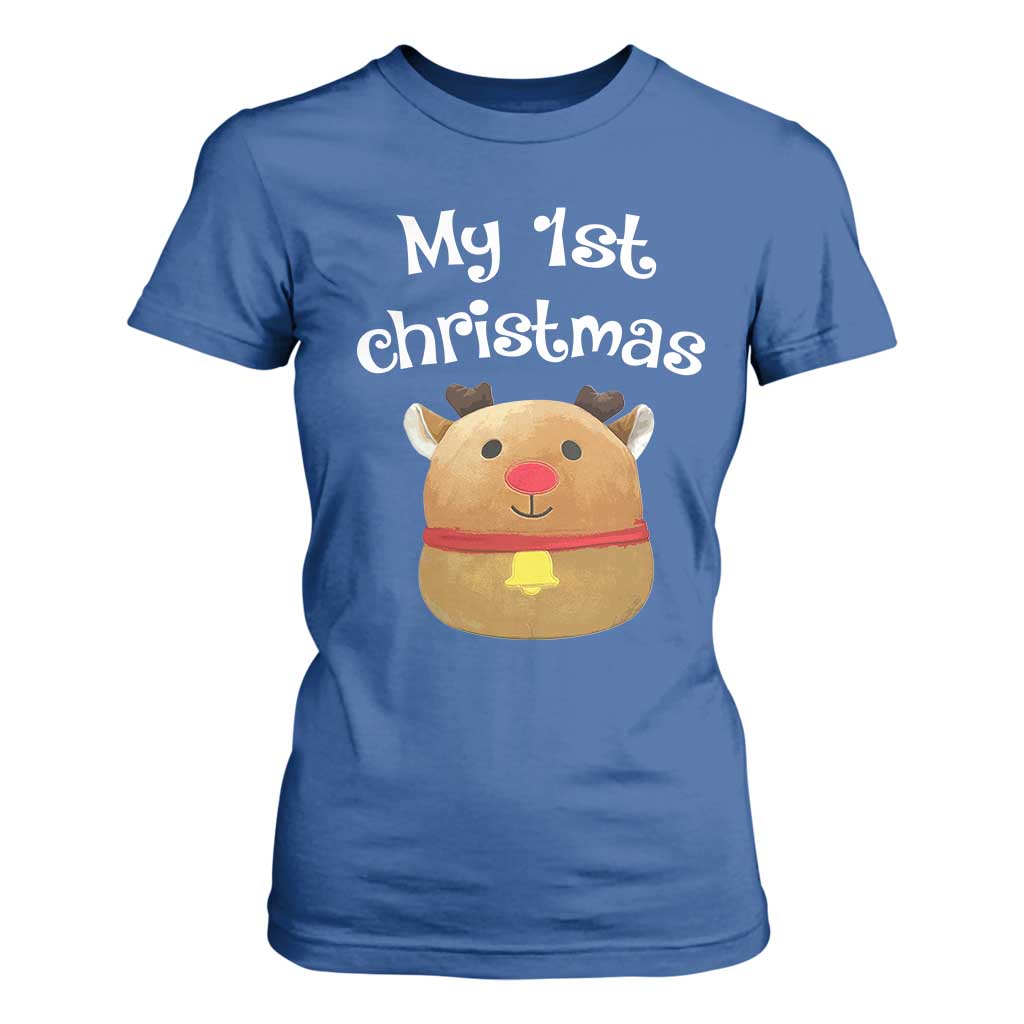 Baby First Christmas Outfit T Shirt For Women Cute Reindeer Santa Boys Girls TS10 Royal Blue Print Your Wear