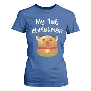 Baby First Christmas Outfit T Shirt For Women Cute Reindeer Santa Boys Girls TS10 Royal Blue Print Your Wear