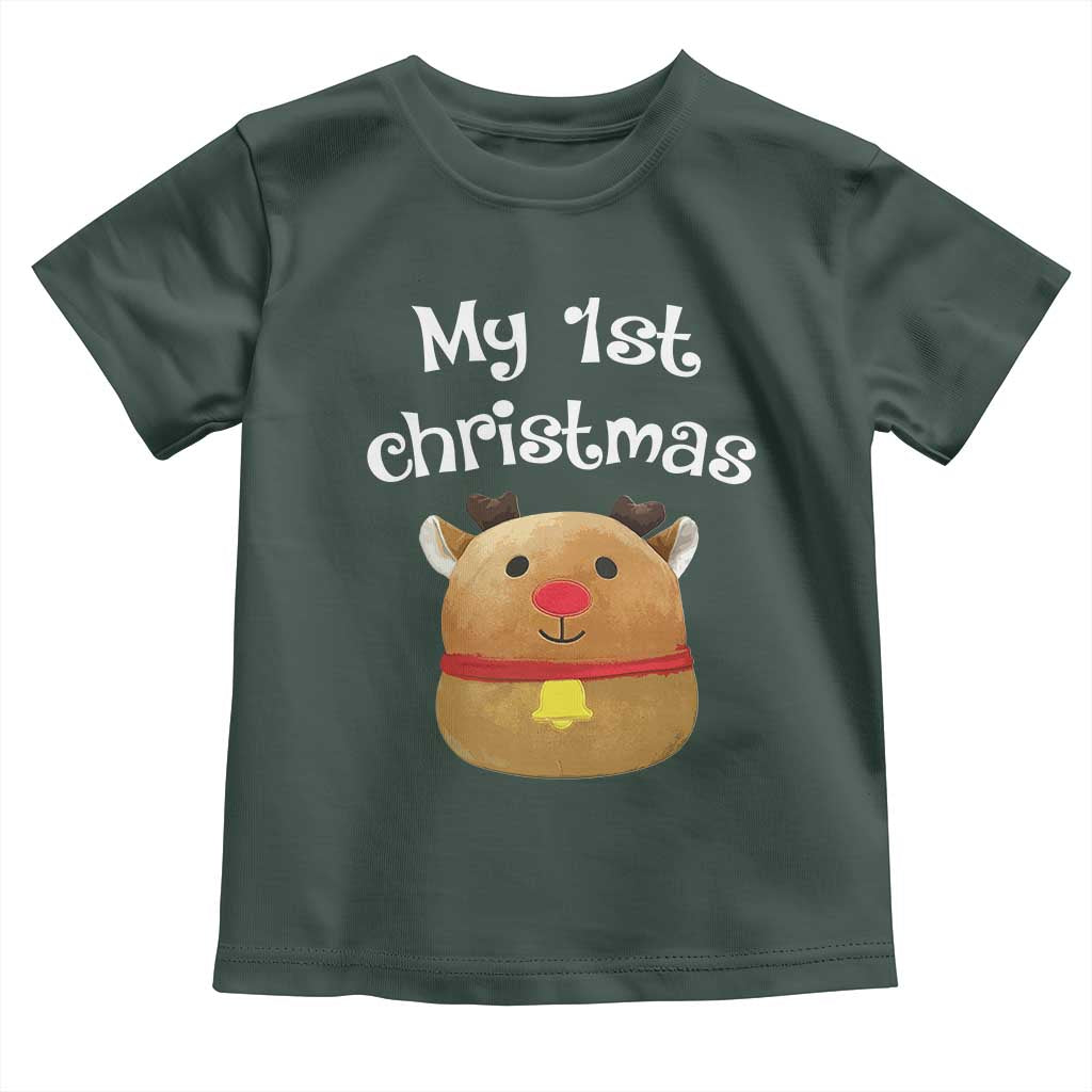 Baby First Christmas Outfit Toddler T Shirt Cute Reindeer Santa Boys Girls TS10 Dark Forest Green Print Your Wear