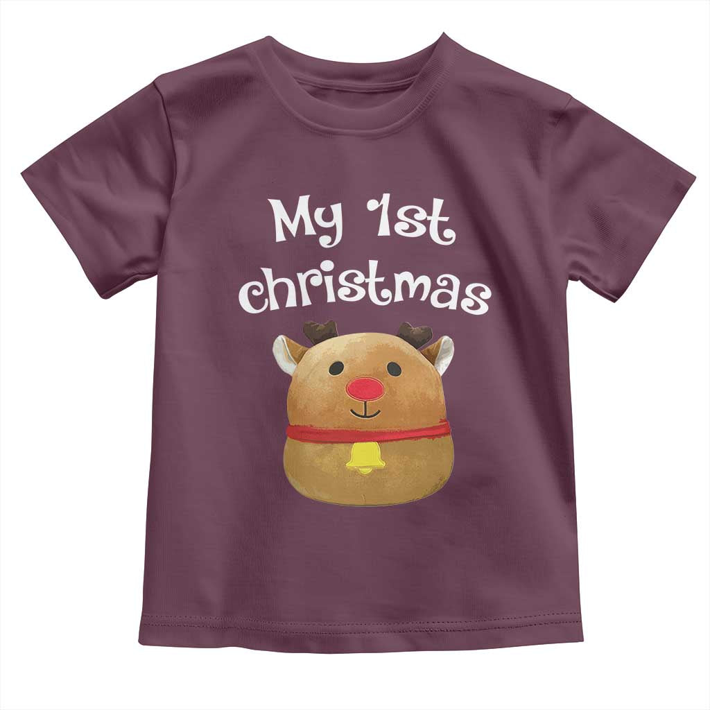 Baby First Christmas Outfit Toddler T Shirt Cute Reindeer Santa Boys Girls TS10 Maroon Print Your Wear