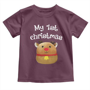 Baby First Christmas Outfit Toddler T Shirt Cute Reindeer Santa Boys Girls TS10 Maroon Print Your Wear