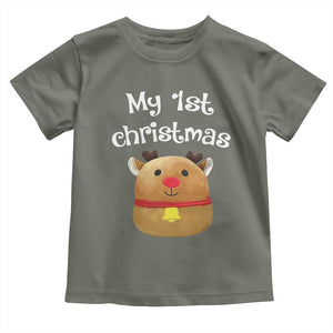 Baby First Christmas Outfit Toddler T Shirt Cute Reindeer Santa Boys Girls TS10 Military Green Print Your Wear