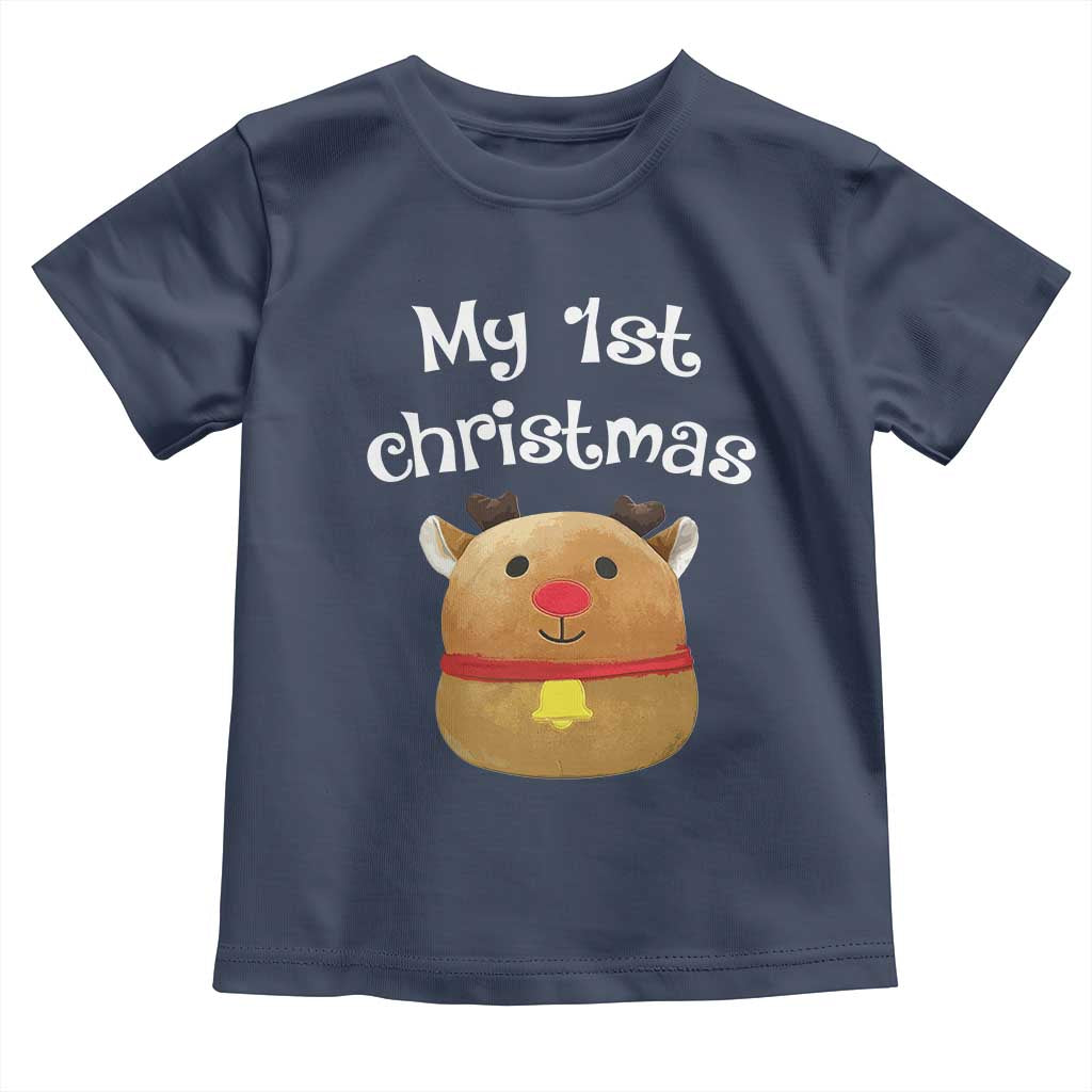 Baby First Christmas Outfit Toddler T Shirt Cute Reindeer Santa Boys Girls TS10 Navy Print Your Wear