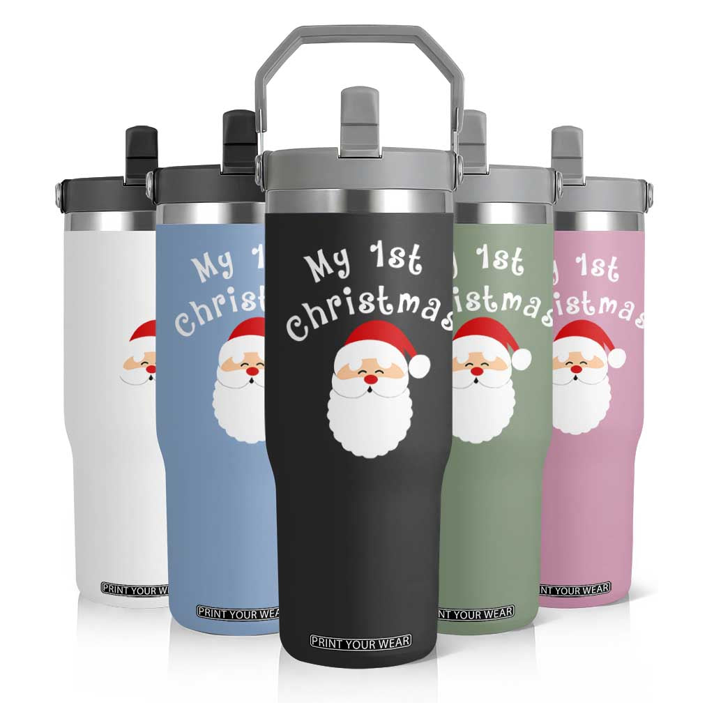 My First Christmas Flip Straw Tumbler Baby's First Holiday Xmas Santa TS10 Print Your Wear