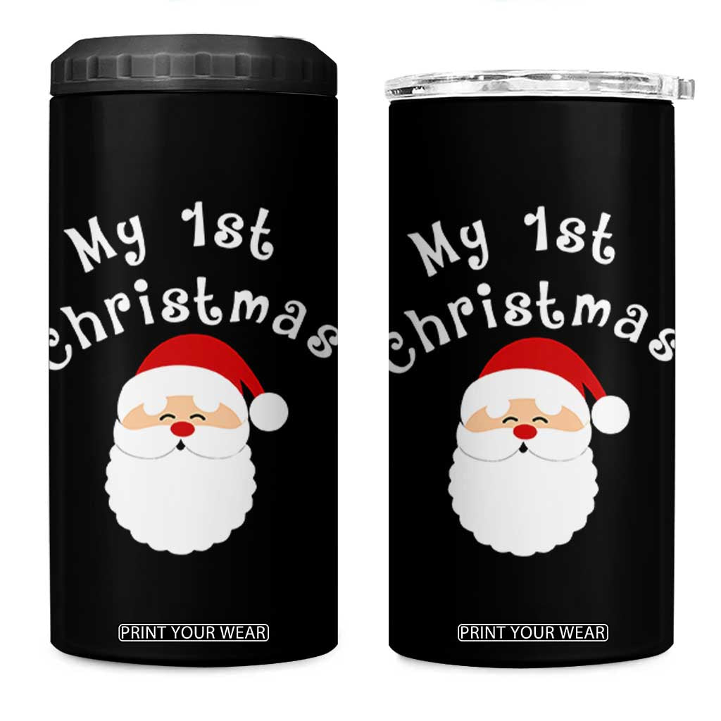 My First Christmas 4 in 1 Can Cooler Tumbler Baby's First Holiday Xmas Santa TS10 One Size: 16 oz Black Print Your Wear