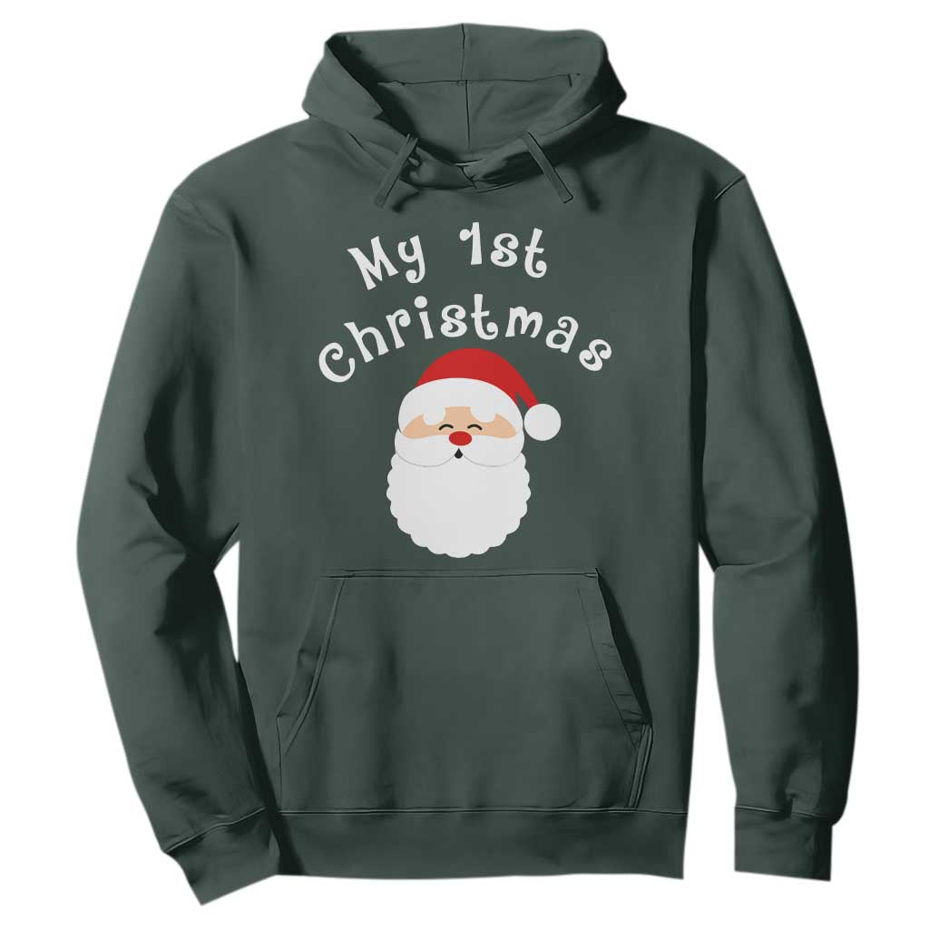 My First Christmas Hoodie Baby's First Holiday Xmas Santa TS10 Dark Forest Green Print Your Wear