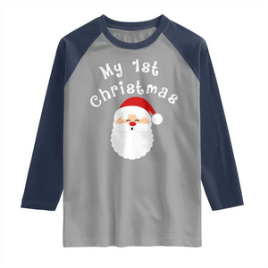 My First Christmas Raglan Shirt Baby's First Holiday Xmas Santa TS10 Sport Gray Navy Print Your Wear
