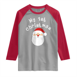 My First Christmas Raglan Shirt Baby's First Holiday Xmas Santa TS10 Sport Gray Red Print Your Wear