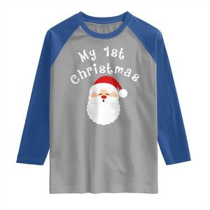 My First Christmas Raglan Shirt Baby's First Holiday Xmas Santa TS10 Sport Gray Royal Print Your Wear