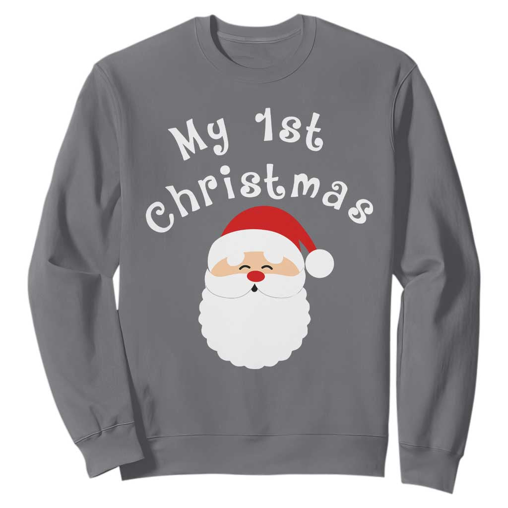 My First Christmas Sweatshirt Baby's First Holiday Xmas Santa TS10 Charcoal Print Your Wear