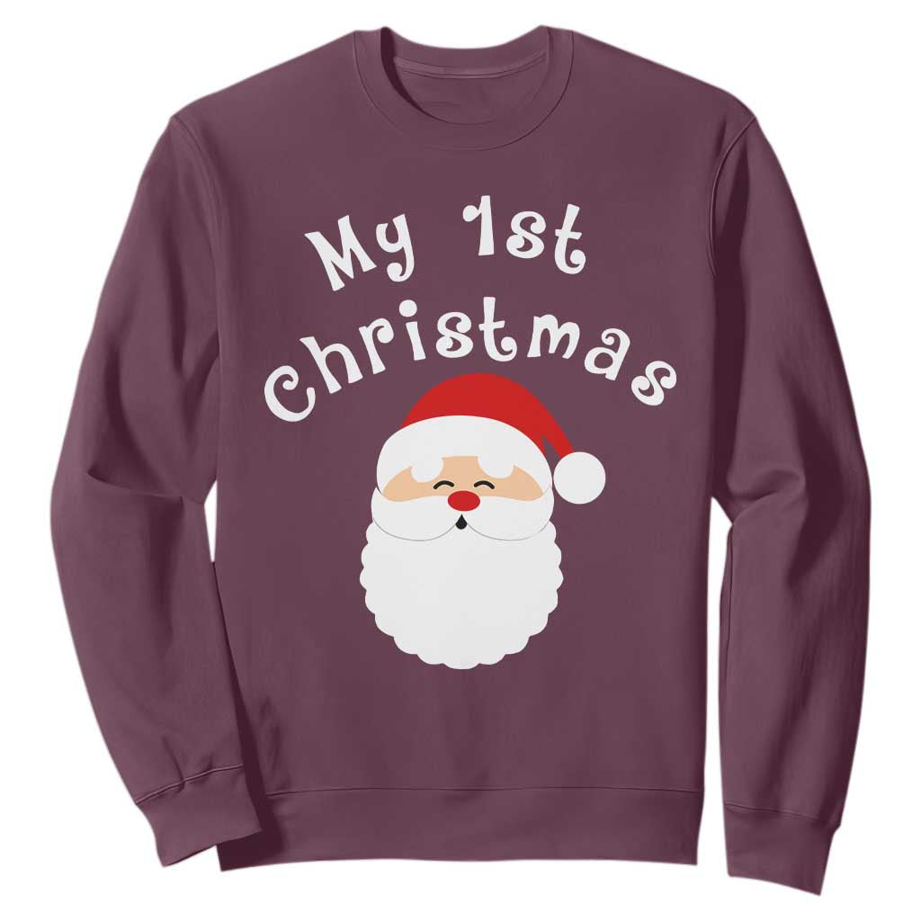 My First Christmas Sweatshirt Baby's First Holiday Xmas Santa TS10 Maroon Print Your Wear