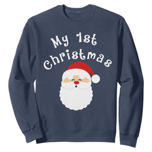 My First Christmas Sweatshirt Baby's First Holiday Xmas Santa TS10 Navy Print Your Wear