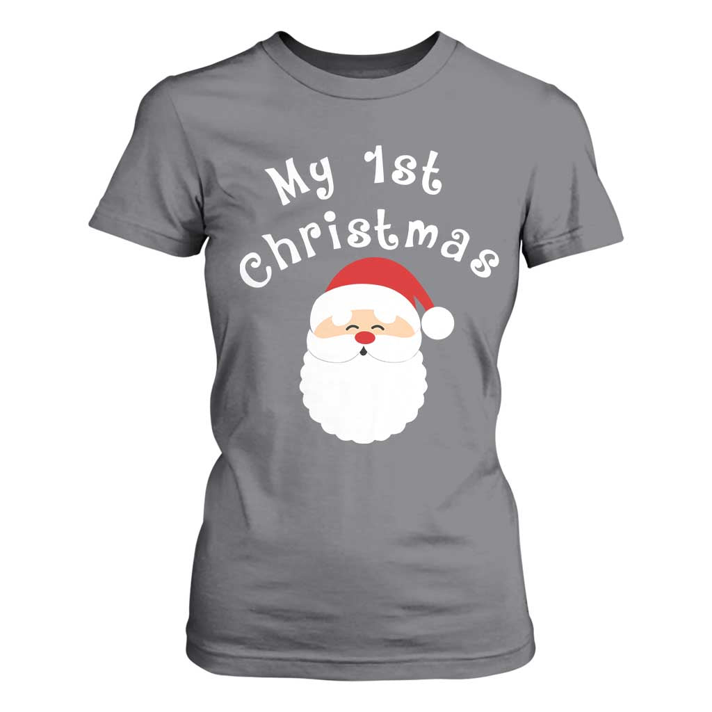 My First Christmas T Shirt For Women Baby's First Holiday Xmas Santa TS10 Charcoal Print Your Wear
