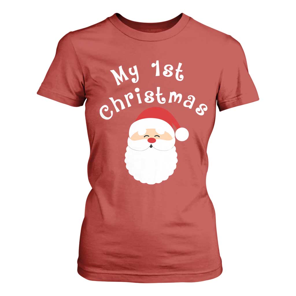 My First Christmas T Shirt For Women Baby's First Holiday Xmas Santa TS10 Red Print Your Wear
