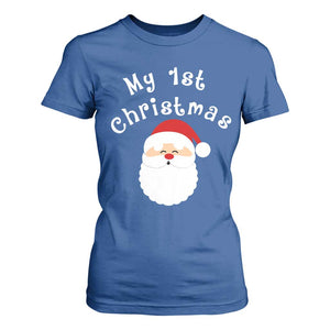 My First Christmas T Shirt For Women Baby's First Holiday Xmas Santa TS10 Royal Blue Print Your Wear