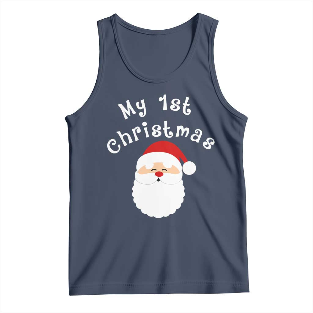 My First Christmas Tank Top Baby's First Holiday Xmas Santa TS10 Navy Print Your Wear