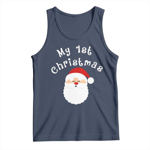 My First Christmas Tank Top Baby's First Holiday Xmas Santa TS10 Navy Print Your Wear