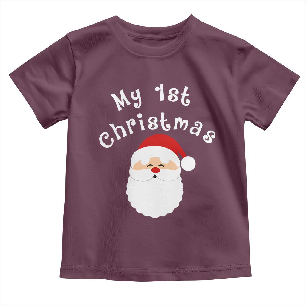 My First Christmas Toddler T Shirt Baby's First Holiday Xmas Santa TS10 Maroon Print Your Wear