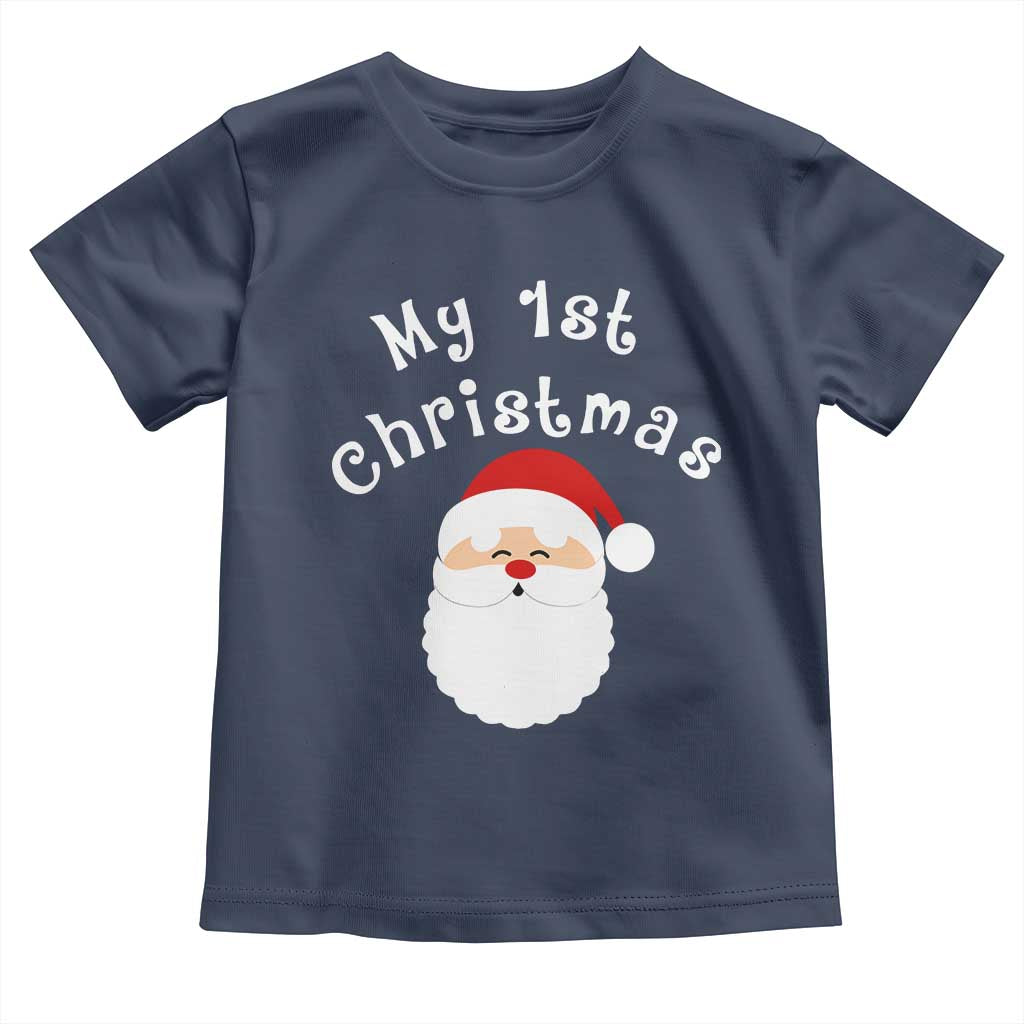 My First Christmas Toddler T Shirt Baby's First Holiday Xmas Santa TS10 Navy Print Your Wear