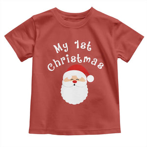 My First Christmas Toddler T Shirt Baby's First Holiday Xmas Santa TS10 Red Print Your Wear