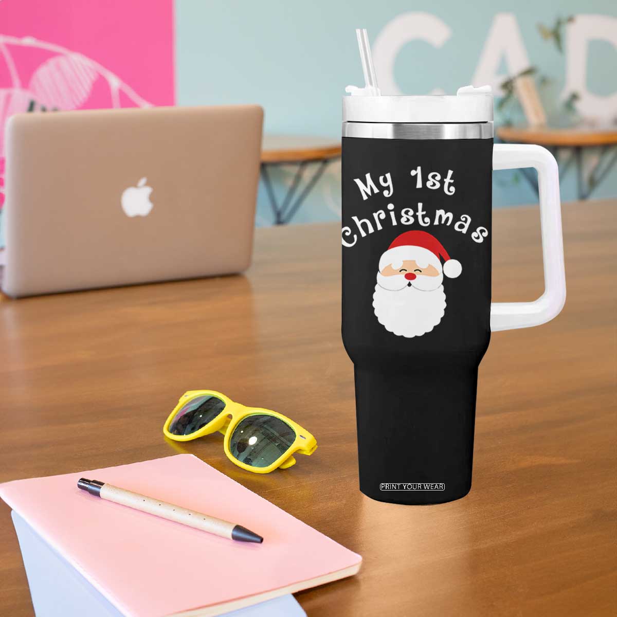 My First Christmas Tumbler With Handle Baby's First Holiday Xmas Santa TS10 Print Your Wear