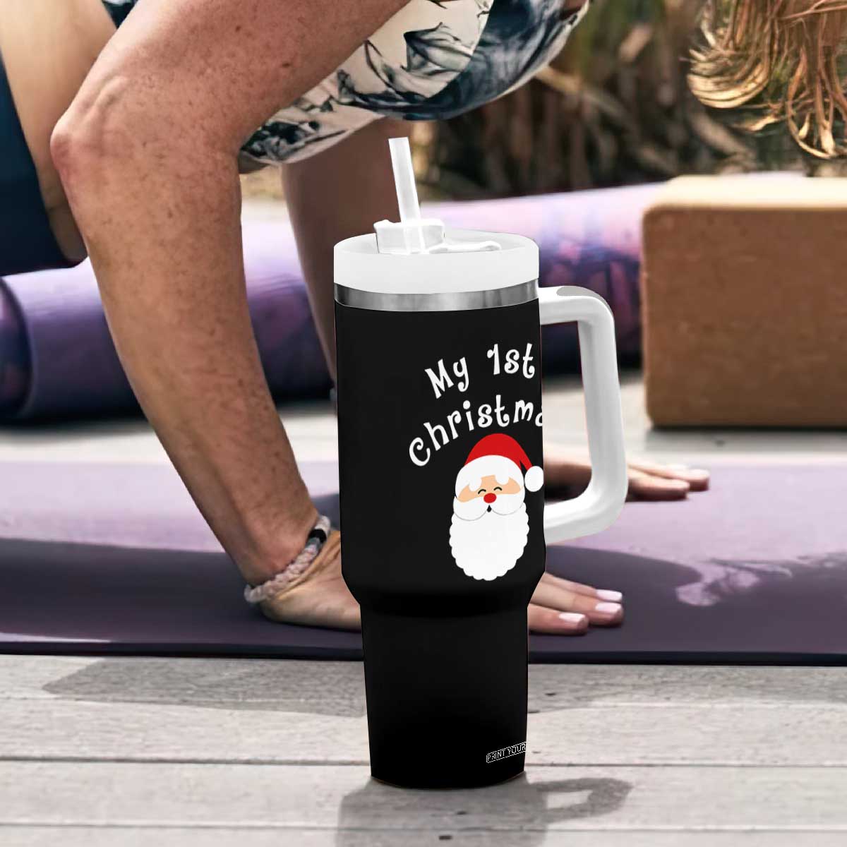 My First Christmas Tumbler With Handle Baby's First Holiday Xmas Santa TS10 Print Your Wear