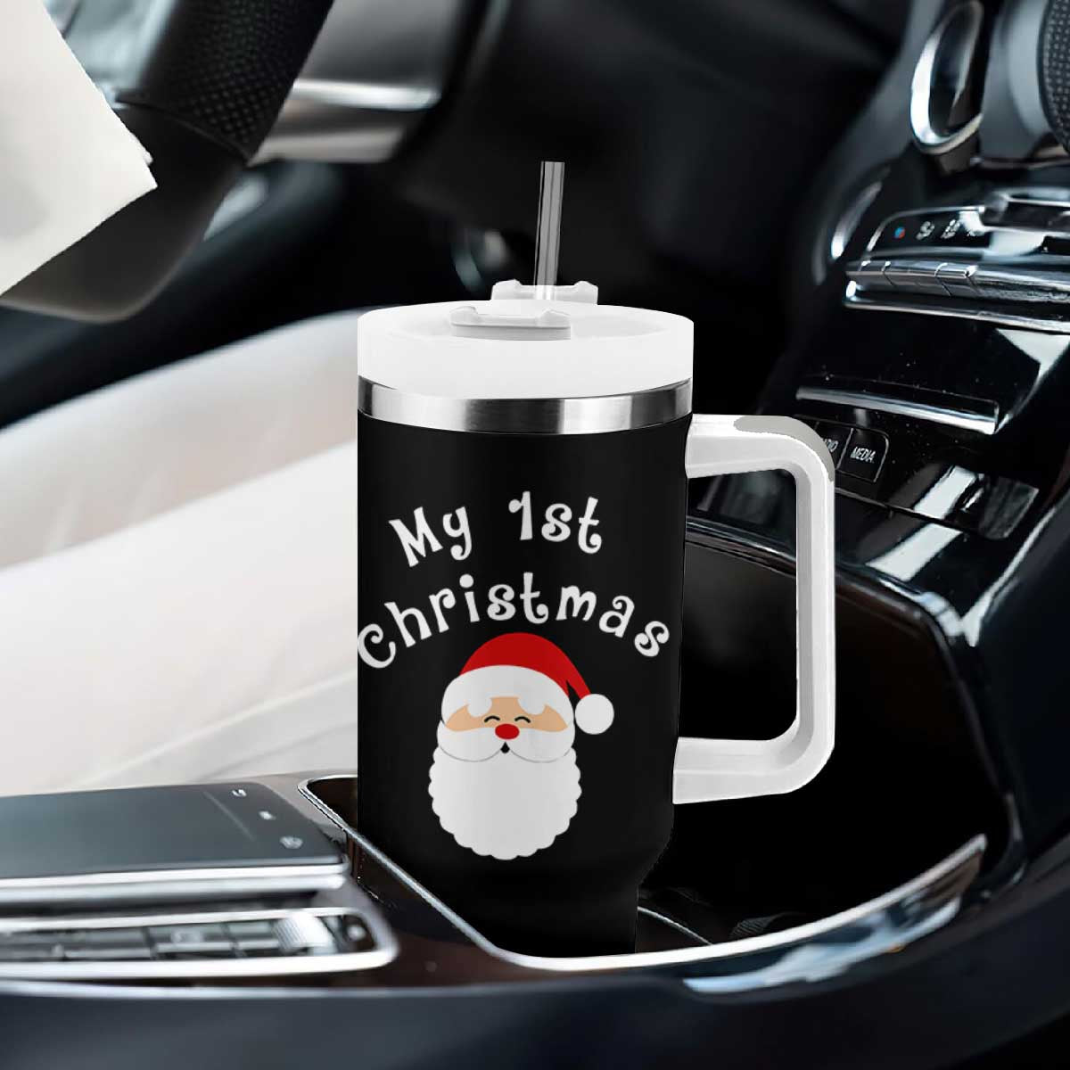 My First Christmas Tumbler With Handle Baby's First Holiday Xmas Santa TS10 Print Your Wear