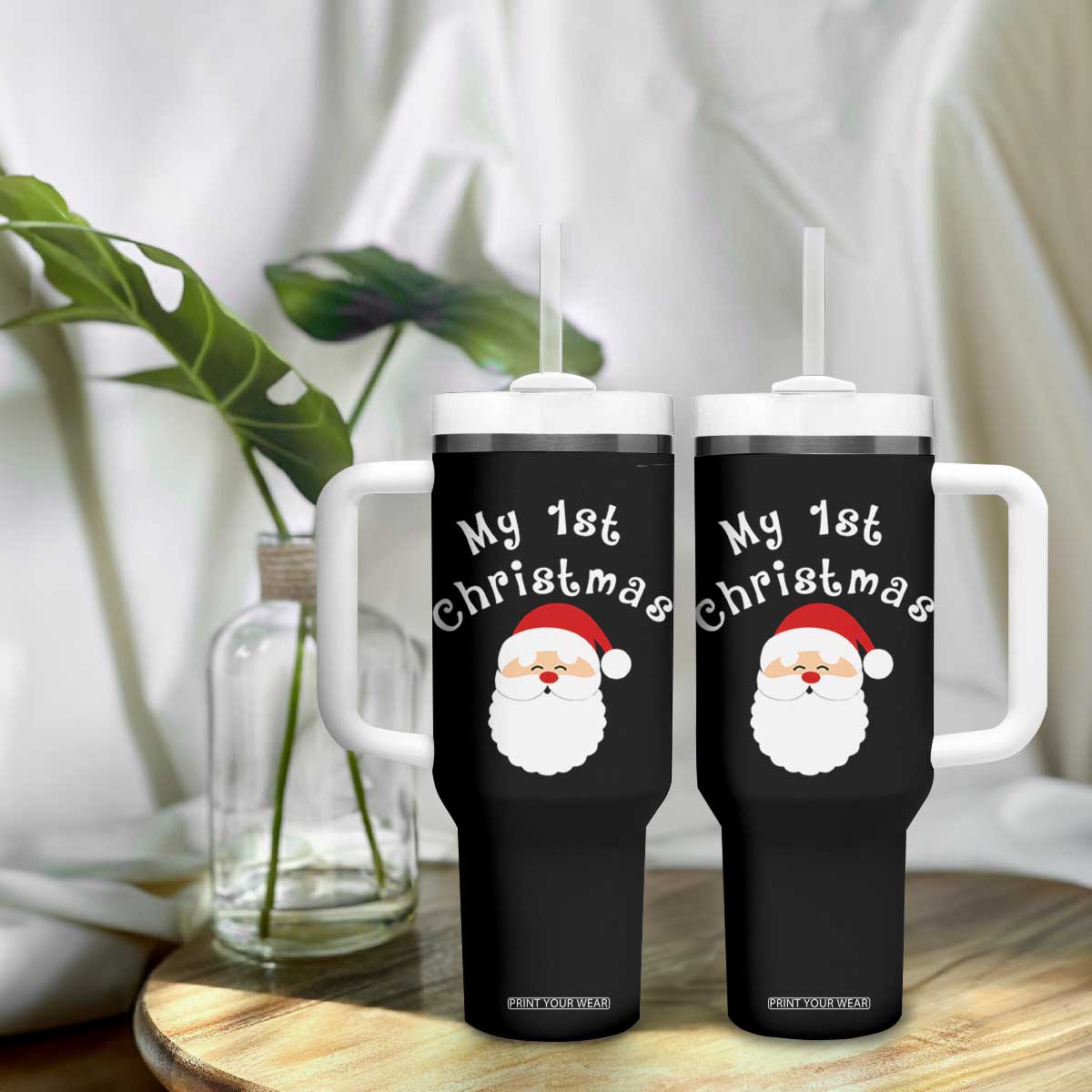 My First Christmas Tumbler With Handle Baby's First Holiday Xmas Santa TS10 Print Your Wear